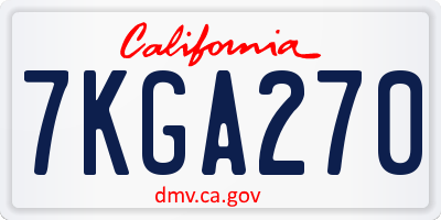 CA license plate 7KGA270