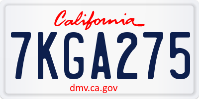 CA license plate 7KGA275