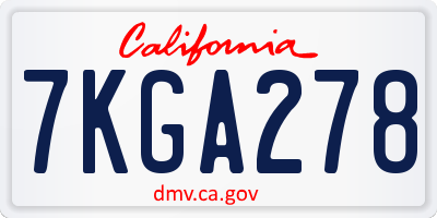 CA license plate 7KGA278