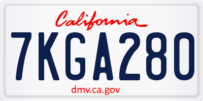 CA license plate 7KGA280
