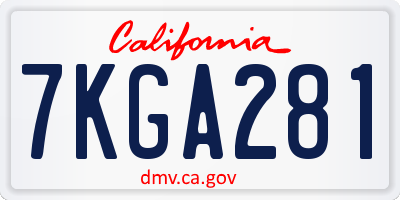 CA license plate 7KGA281