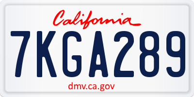 CA license plate 7KGA289