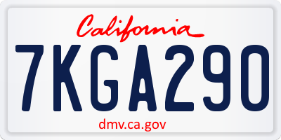 CA license plate 7KGA290