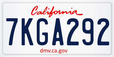 CA license plate 7KGA292