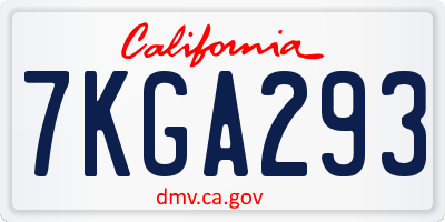 CA license plate 7KGA293