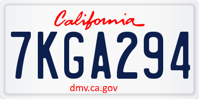 CA license plate 7KGA294