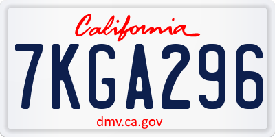 CA license plate 7KGA296