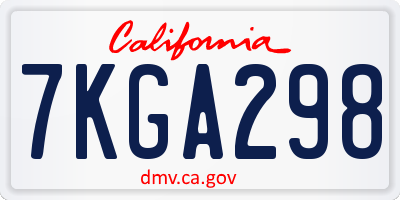 CA license plate 7KGA298