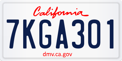 CA license plate 7KGA301