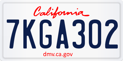 CA license plate 7KGA302