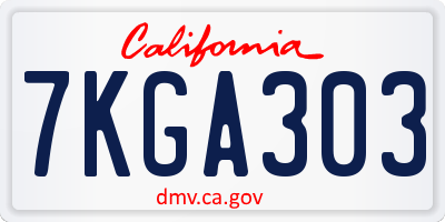 CA license plate 7KGA303