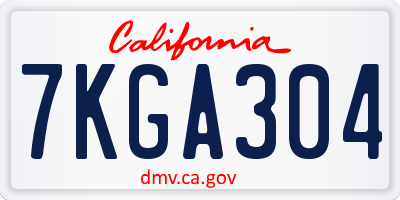 CA license plate 7KGA304
