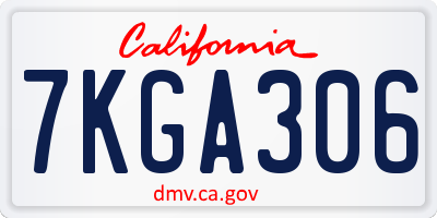 CA license plate 7KGA306
