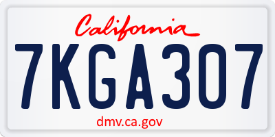 CA license plate 7KGA307