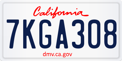 CA license plate 7KGA308
