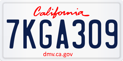 CA license plate 7KGA309