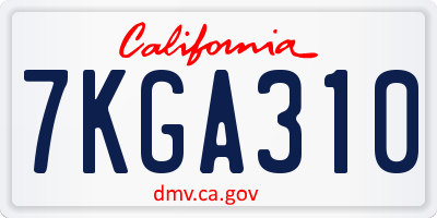 CA license plate 7KGA310
