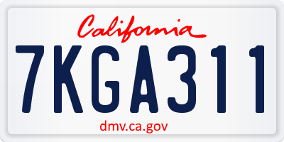 CA license plate 7KGA311