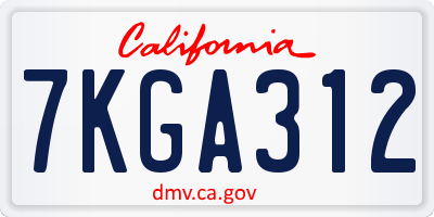 CA license plate 7KGA312