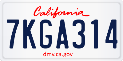 CA license plate 7KGA314