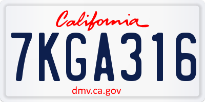 CA license plate 7KGA316