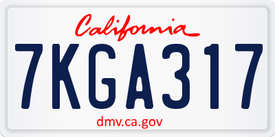 CA license plate 7KGA317