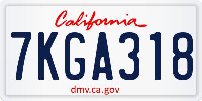 CA license plate 7KGA318