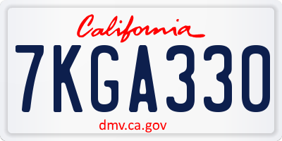 CA license plate 7KGA330