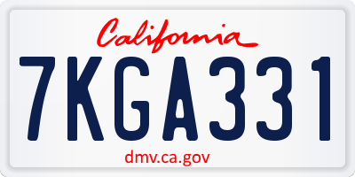 CA license plate 7KGA331
