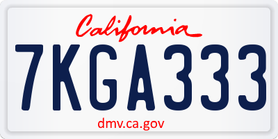 CA license plate 7KGA333