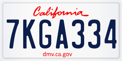 CA license plate 7KGA334