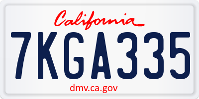 CA license plate 7KGA335