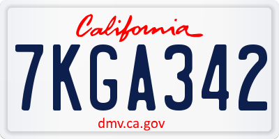 CA license plate 7KGA342