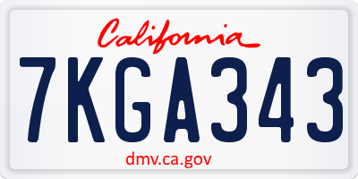 CA license plate 7KGA343