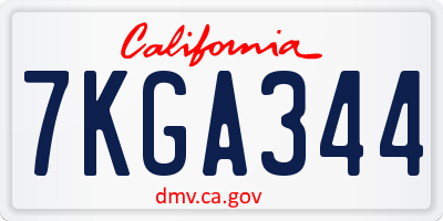 CA license plate 7KGA344