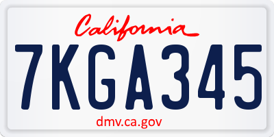 CA license plate 7KGA345