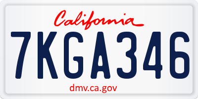 CA license plate 7KGA346