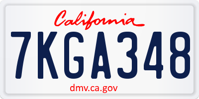 CA license plate 7KGA348