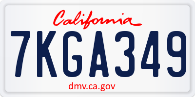 CA license plate 7KGA349