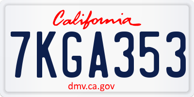 CA license plate 7KGA353