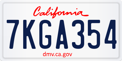 CA license plate 7KGA354