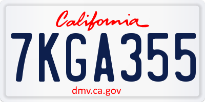 CA license plate 7KGA355