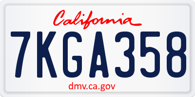 CA license plate 7KGA358