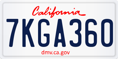 CA license plate 7KGA360