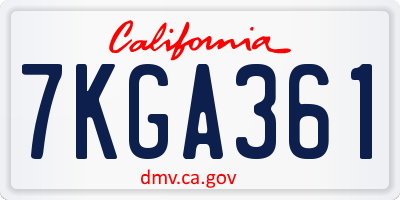CA license plate 7KGA361