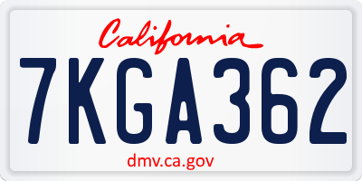 CA license plate 7KGA362