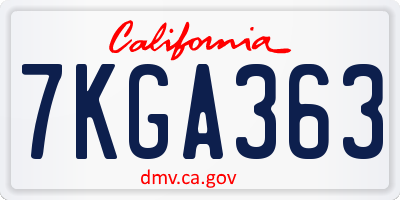 CA license plate 7KGA363