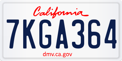 CA license plate 7KGA364