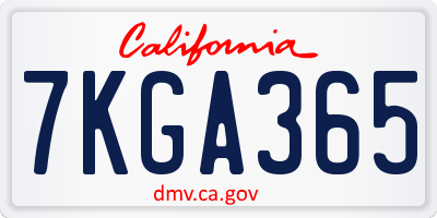 CA license plate 7KGA365