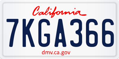 CA license plate 7KGA366